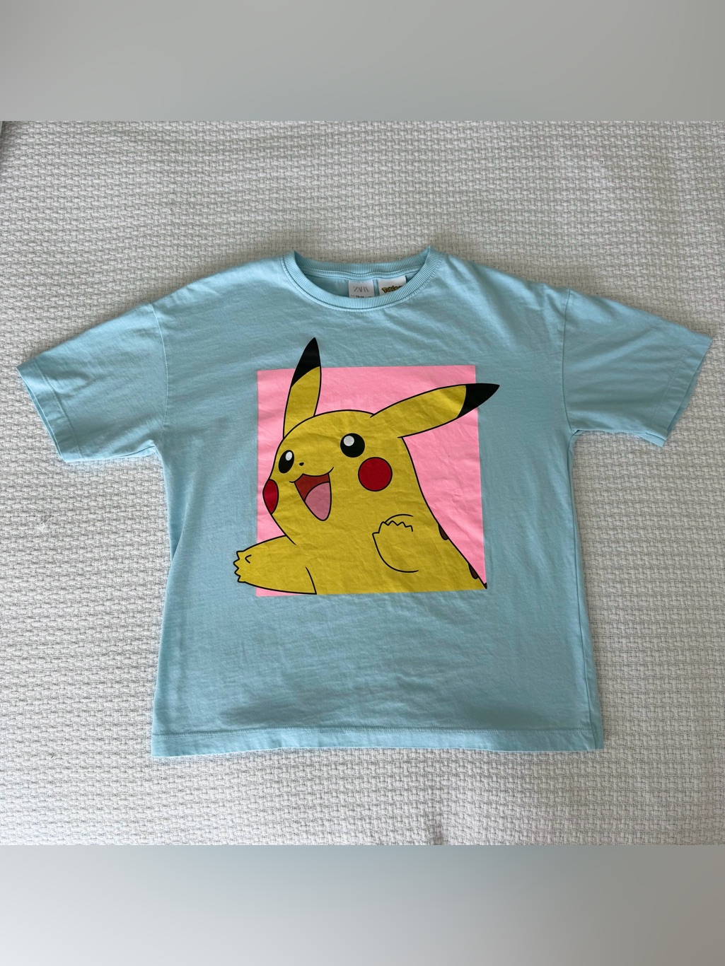 Zara Blue Pikachu Boxy Graphic Tee, Girls 13-14 (Or Unisex Adult Xs)